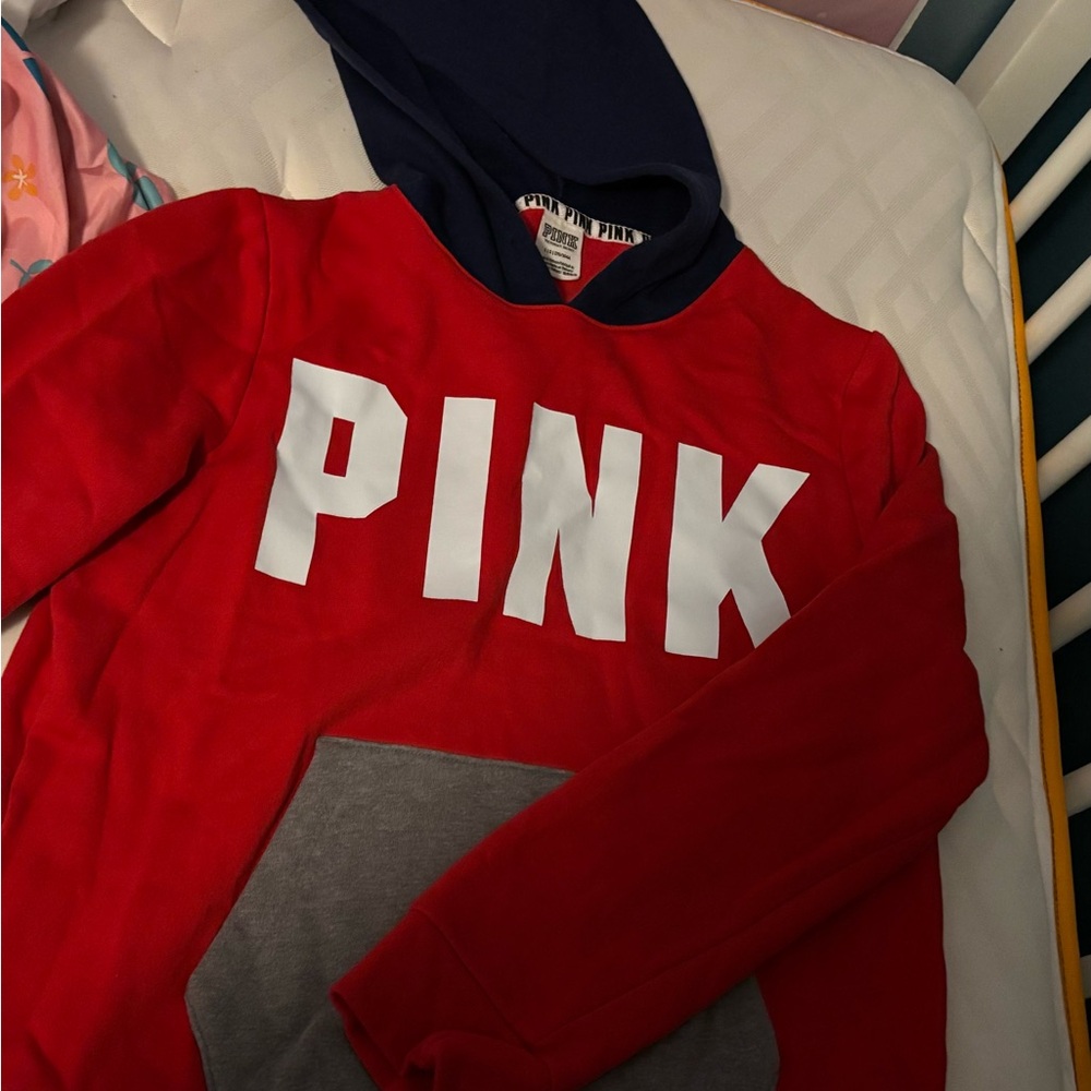 Victoria's Secret Red and Navy women’s PINK HOODIE